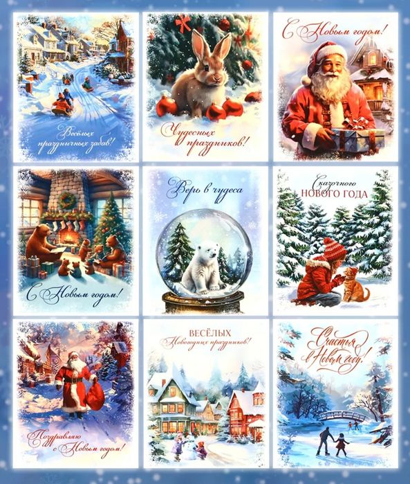 Новогодние открытки , размер 10/7
