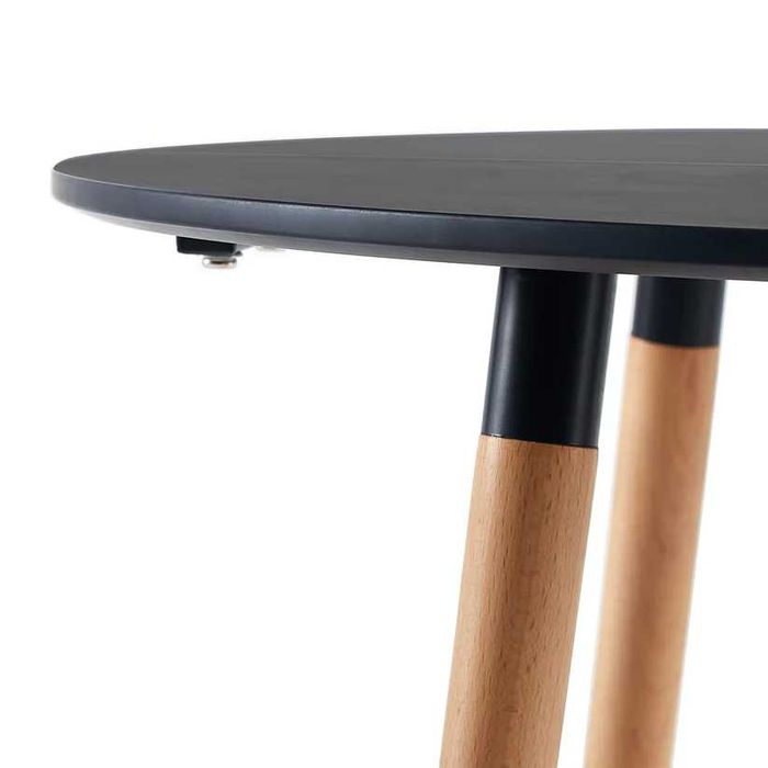 Кръгла трапезна маса 80 см с 4 крака - бяла/черна