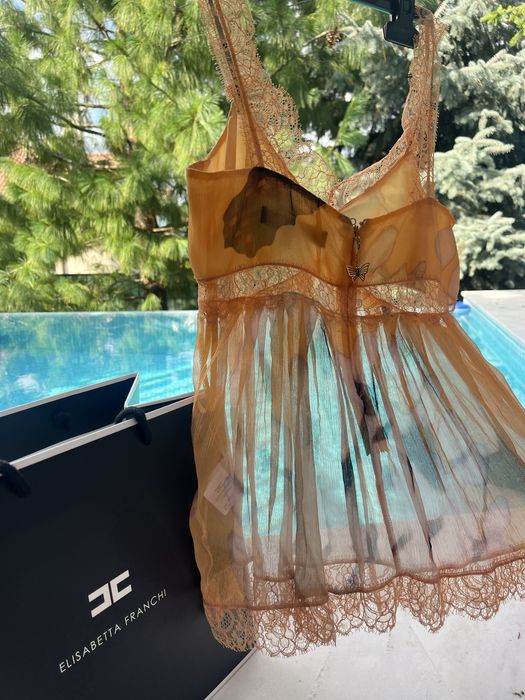 Elisabetta Franchi копринен топ Оригинален 100%