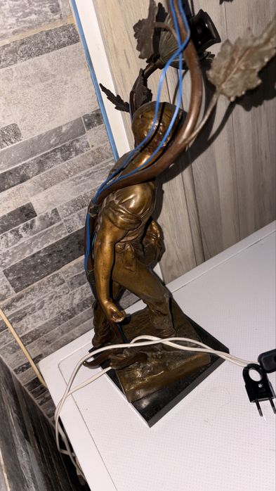 Lampă veche figurală Art Nouveau / Statuetă Semănătorul