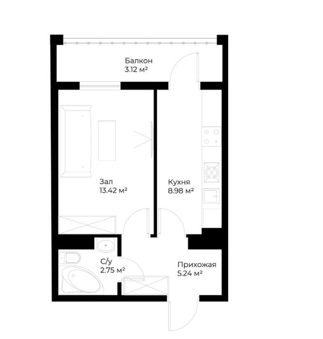 Продается однокомнатная квартира в ЖК Assalom Sohil от Golden House