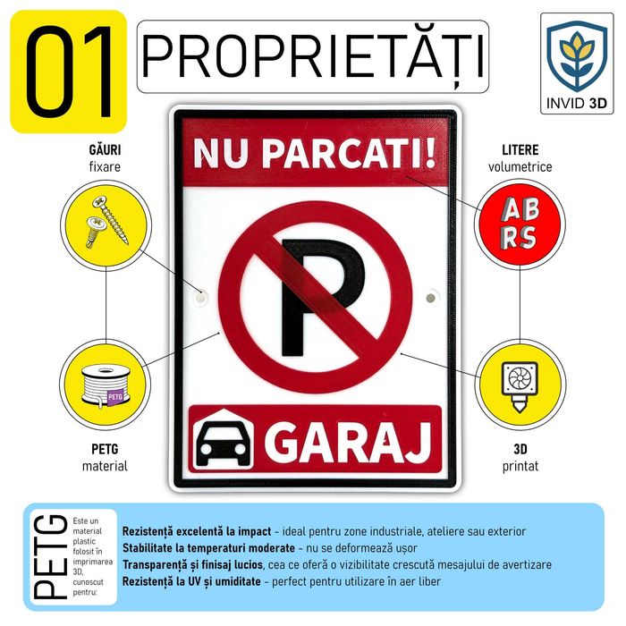 Indicator de avertizare "NU PARCATI! GARAJ"