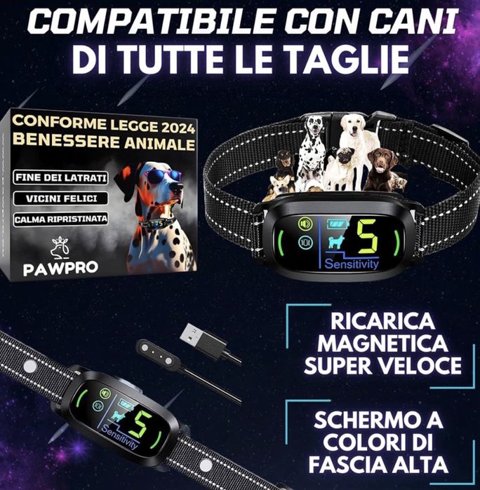 Zgardă anti-lătrat PAWPRO pentru câini