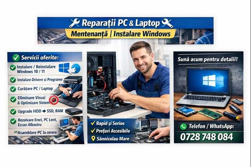 Reparații PC & Laptop | Mentenanță | Instalare Windows