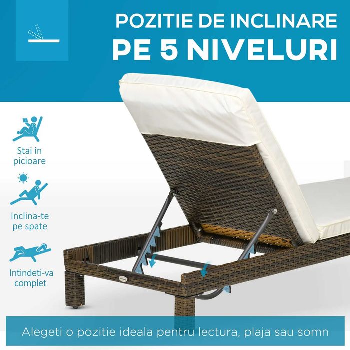 Set Sezlonguri din Ratan , cu Perna Capitonata , HOMCOM  , x4 set disponibile