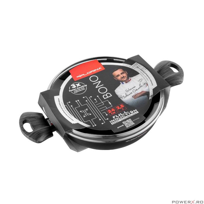 Oala din aluminiu cu invelis din marmura antiaderenta, capac din