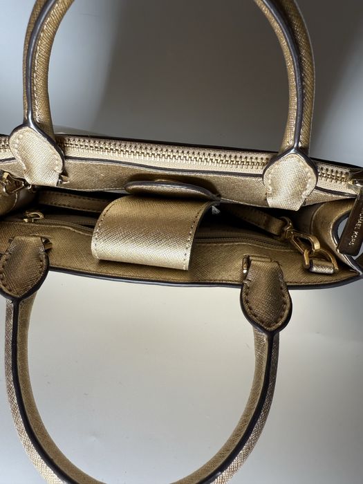 Geanta Michael Kors Gold Saffiano Satchel