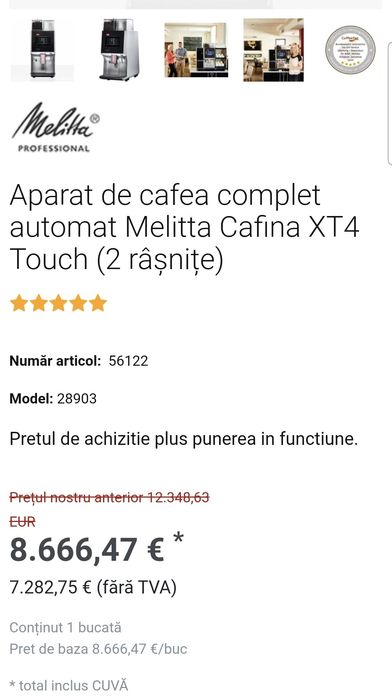 Espressor Horeca Melitta Cafina XT4 - 2 râșnițe