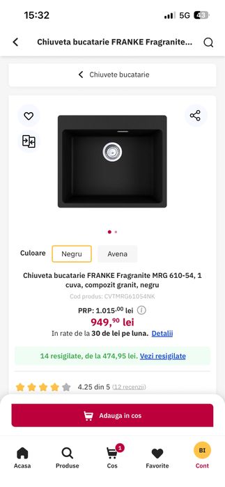 Chiuveta Franke noua