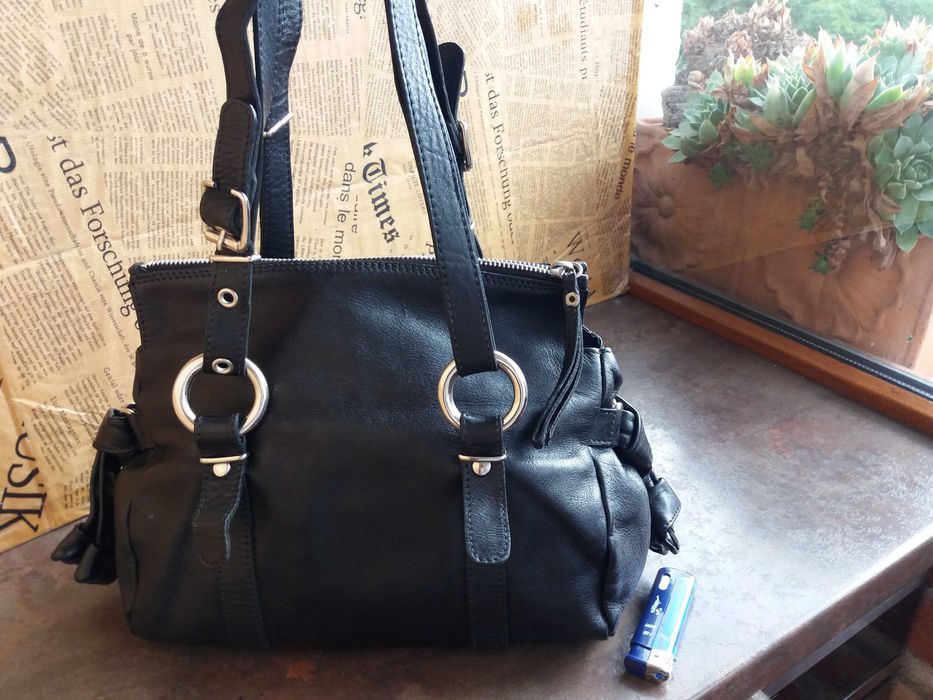 дамска чанта,черна малка кожена торба-естествена кожа