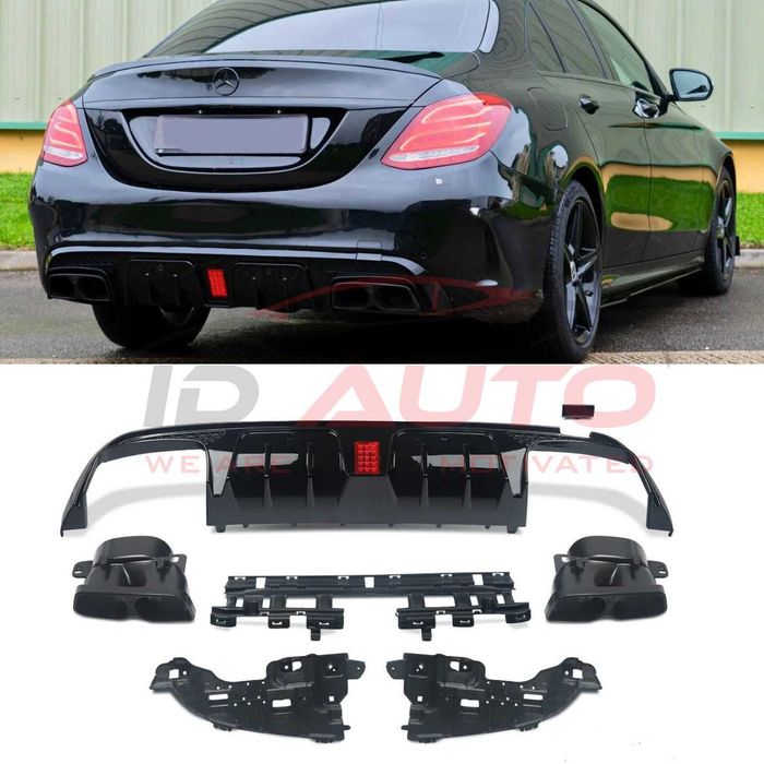 Brabus заден дифузьор за Mercedes C-Class W205 (2014-2019) с F1 стоп и накрайници  – Черен гланц