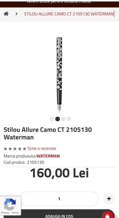 Stilou nou waterman allure din metal m nib