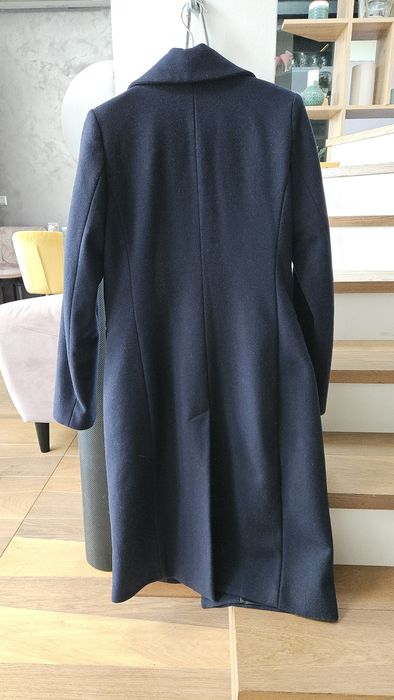 Палто с 80% вълна тъмно синьо
