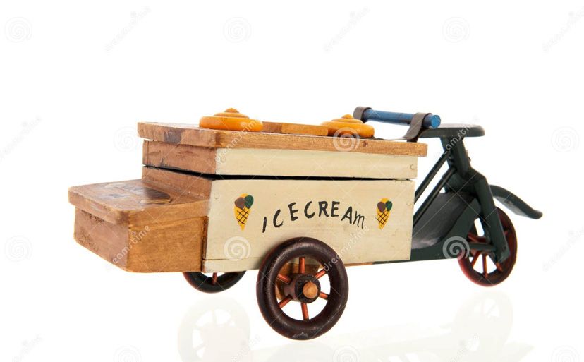 Винтидж триколка за сладолед от дърво