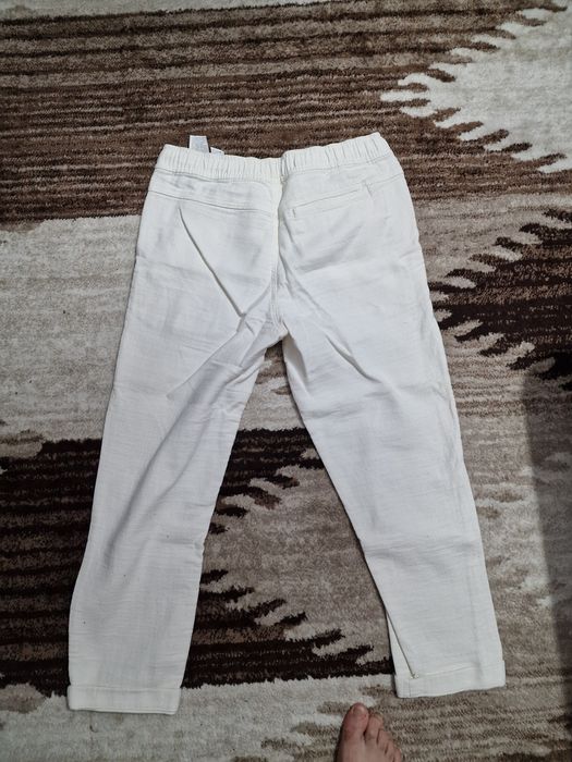 Pantaloni albi Zara bumbac 42 L
