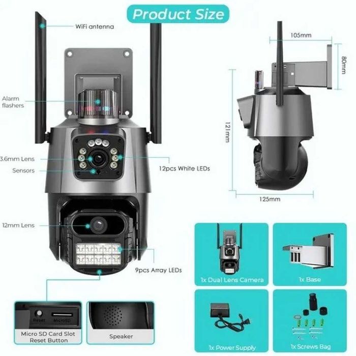 RoboCam 12 мрх Камера въртяща външен монтаж FULLHD WiFi два обектива