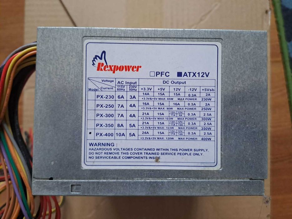 5 surse PC cu putere intre 390 si 550 W producatori diversi, Chieftec, RPC, Rexpower