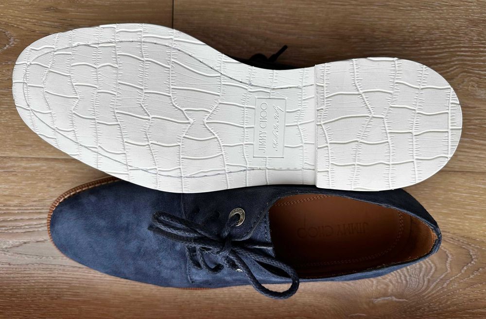 Pantofi bărbătești Jimmy Choo noi - Oxford Blue suede
