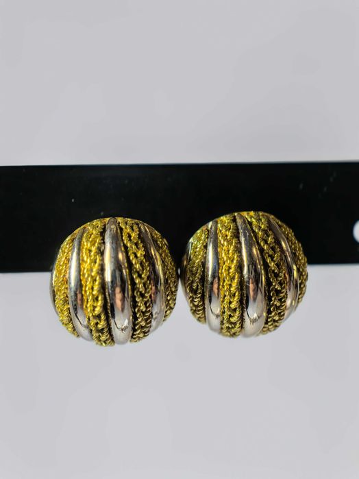 Cercei damă din aur 18K bicolor, model răsucit, 7,83 g – noi