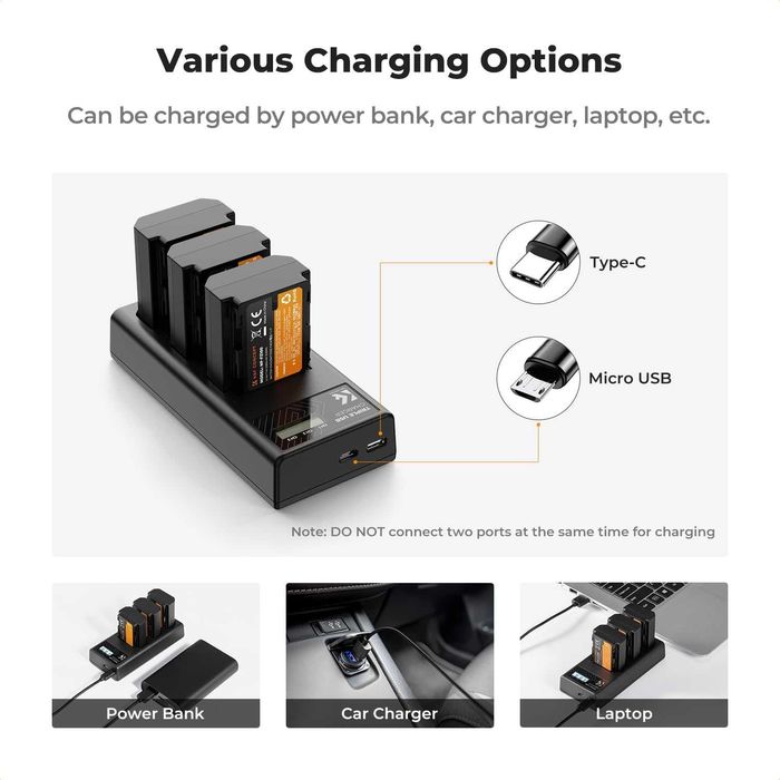 Комплект 3 батерии NP-FZ100 и тройно зарядно K&F Concept за Sony (Нов)