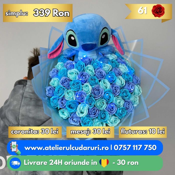 Buchete Trandafiri Sapun cu Stitch | Livrare oriunde