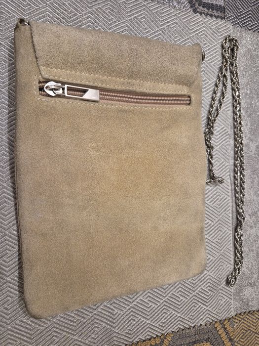 Сумка кожаная бежевая