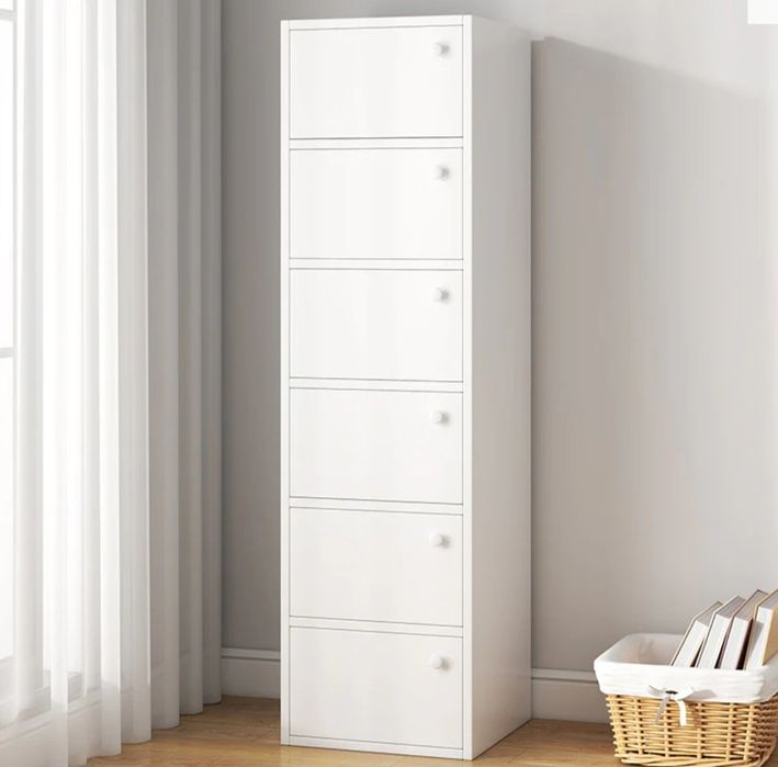 Dulap alb crem maro vertical de depozitare cu 5 sau 6 usite