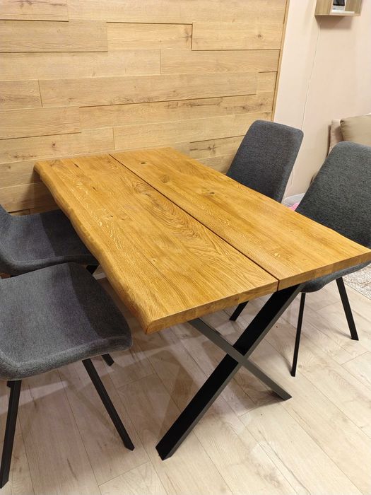 Кухненска маса ROSKILDE/ROSLEV 80x140 цвят нат.дъб/черно