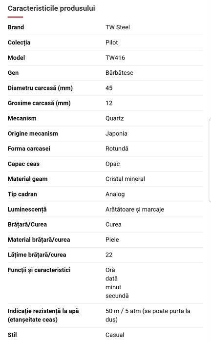 Ceas TW Steel TW 416