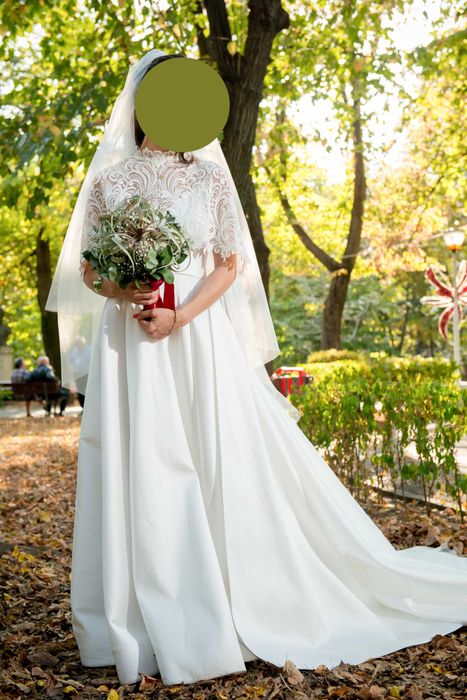Rochie de mireasă din mătase naturală, mai multe piese