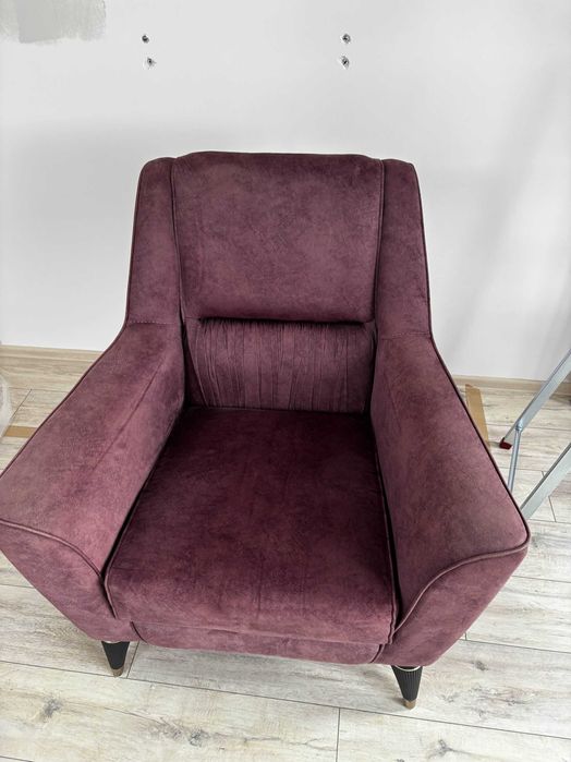 Диван с фотьойл цвят Бордо