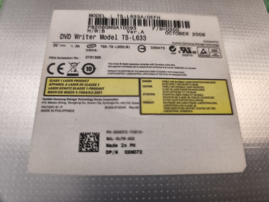 DVD Writer Model TS-L633