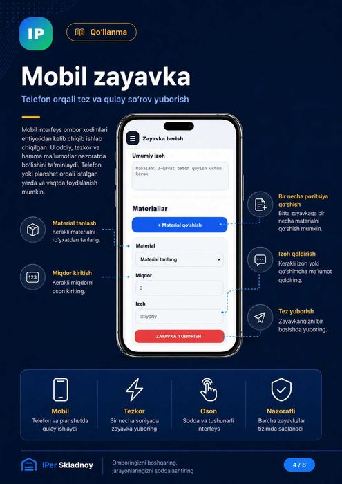 Ombor hisobini yuritish dasturi | Kirim-chiqim, zayavka, qoldiq