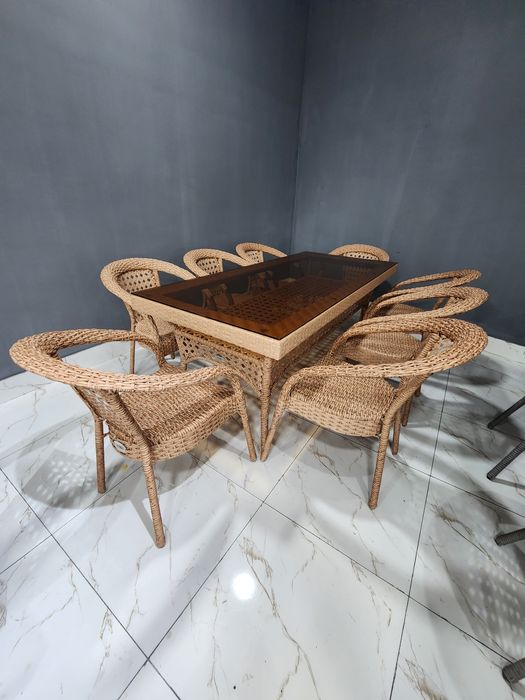 Ротанг Ратан Rotang Ratan  8 kishilik. Toqilgan stol