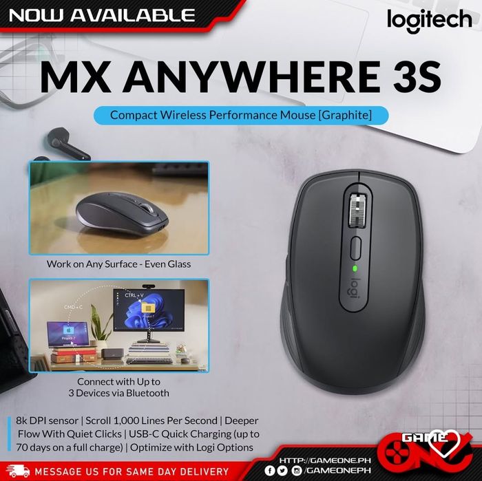 Оригинал! Logitech Mx Anywhere 3S (1шт) Bluetooth Беспроводная мышка/м