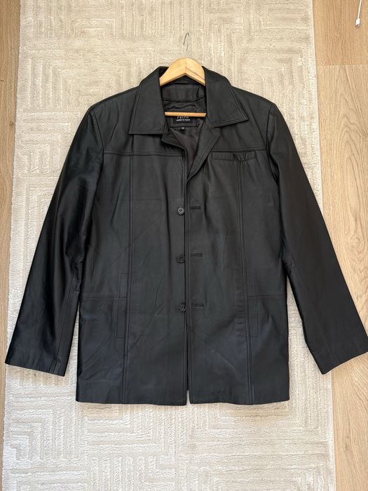 Ново мъжко черно сако Patino, естествена кожа, 52 номер