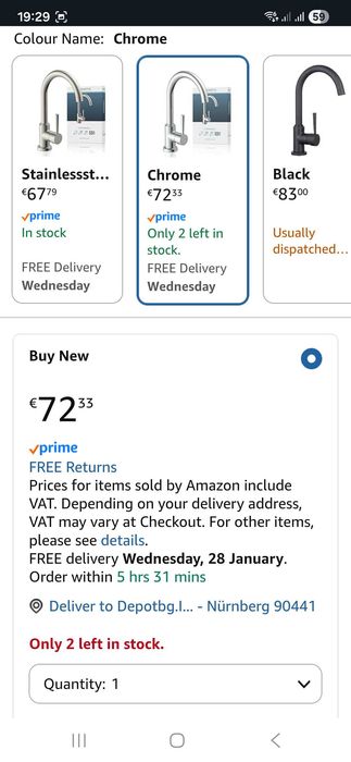 Кухненски смесител SCHÜTTE за бойлер под мивка