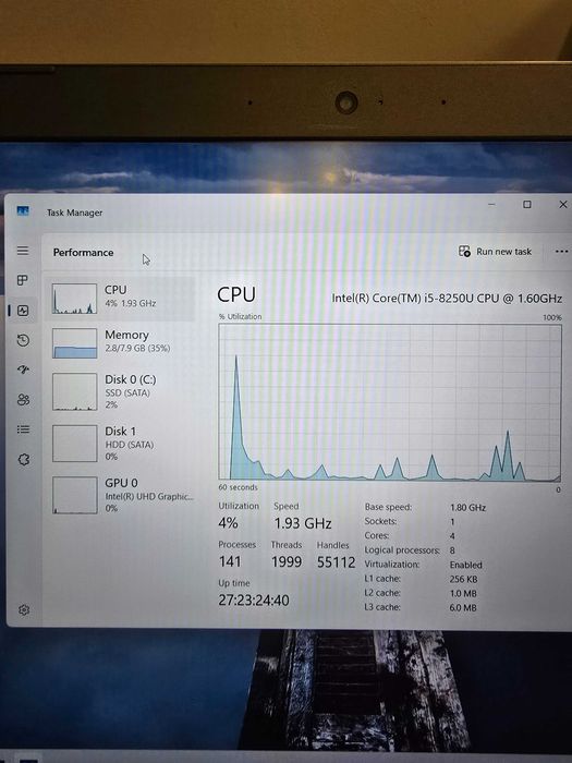 Laptop LENOVO Ideapad 520-15IKB, Intel Core i5-8250U + Windows 11 Pro