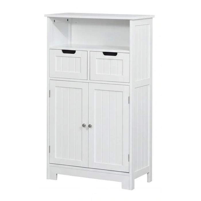 Многофункционален Бял Шкаф за Съхранение с Класически Дизайн
