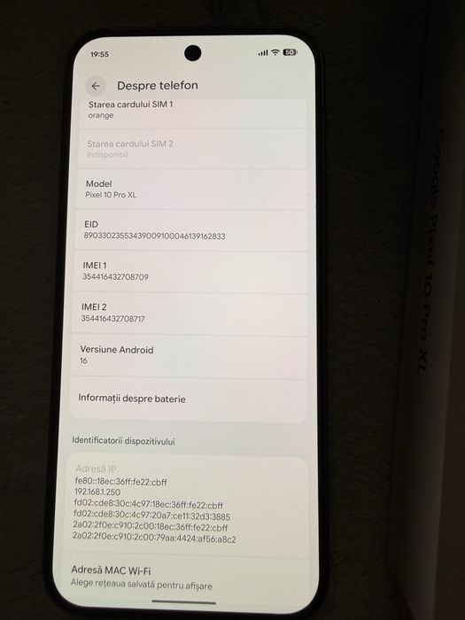 Google Pixel 10 Pro Xl 256 gb 16 gb ram Obsidian 4 cicluri de incarcare