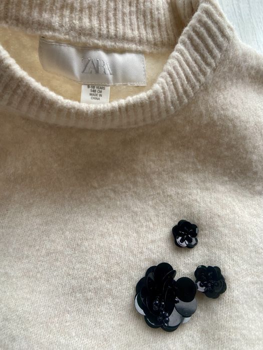 Детски пуловер Zara с пайети с процент вълна, 9-10 г