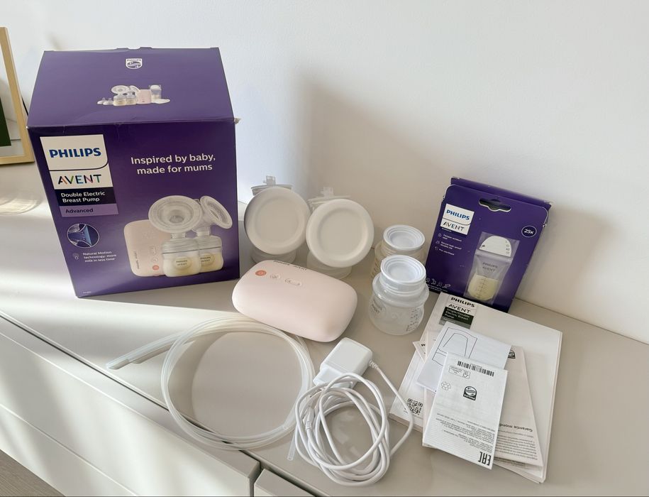 Pachet - pompă de sân electrică dublă Philips Avent + accesorii