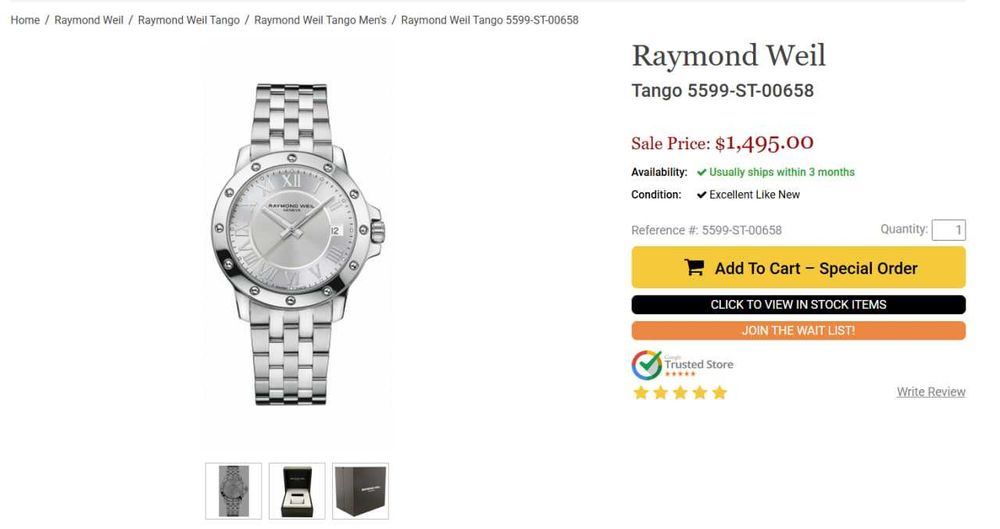 Raymond Weil Tango • ОРИГИНАЛ • Новые • Выгодная цена