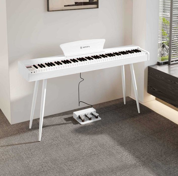 Цифровое пианино белое и черное, Молоточковая клавиатура, Bluetooth.