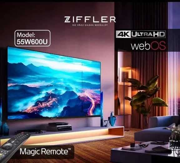 Телевизор Ziffler 43/50/55 Smart TV Голосовой пульт Доставка бесплатн