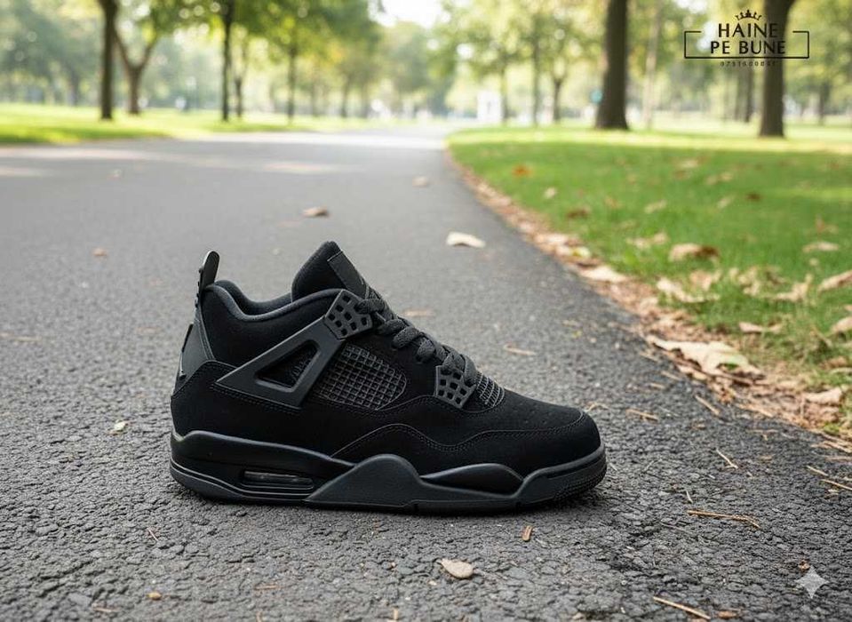 Adidasi Jordan 4 Retro Black Cat - Adidasi Fete Baieti