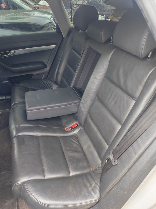 Interior piele Audi A6 C6 scaune cu incalzire bancheta rabatabila tapiterie piele neagra