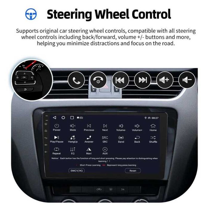 10” 6/128GB Skoda Octavia 2014-2018 с Android 15, 8-ядрен процесор, 4G/LTE, CarPlay и AndroidAuto