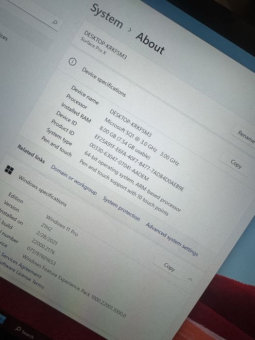 Tableta Microsoft surface Pro X