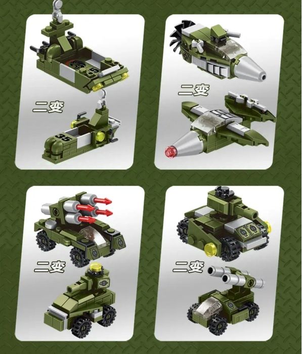 12 в 1 Истребитель Военный танк Кирпичи Строительные блоки игрушки
